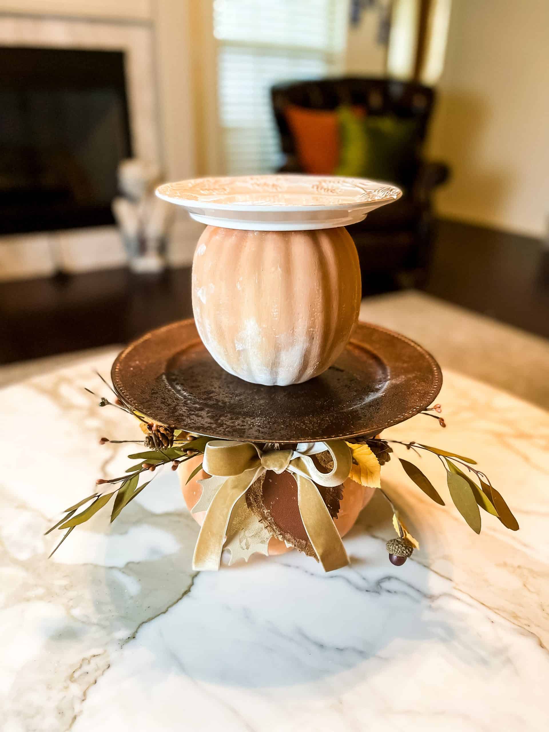 How to Make a Tiered Tray Using Pumpkins