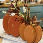 wooden pumpkin craft centerpiece