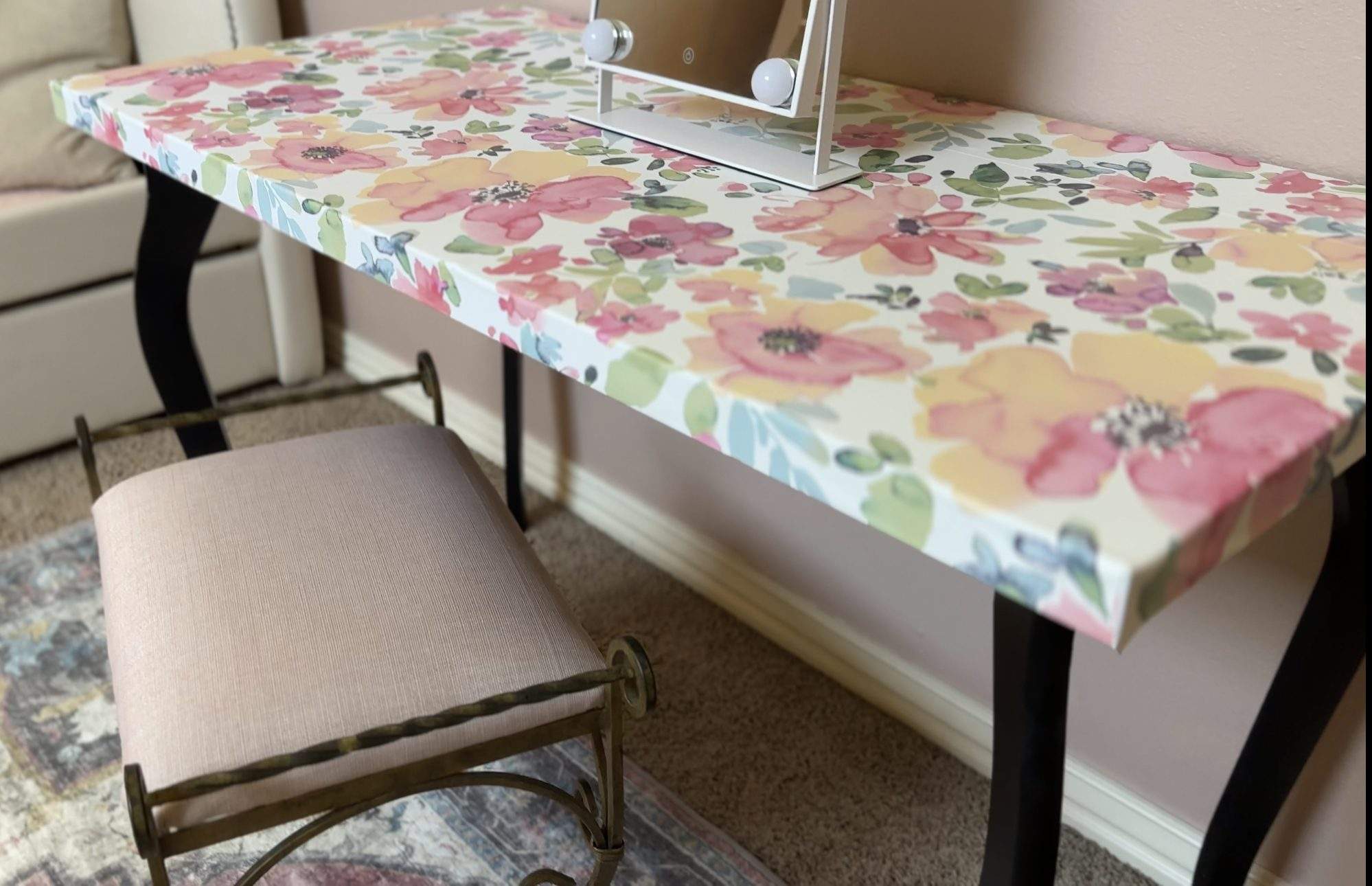 How To Transform A Table with Peel and Stick Wallpaper