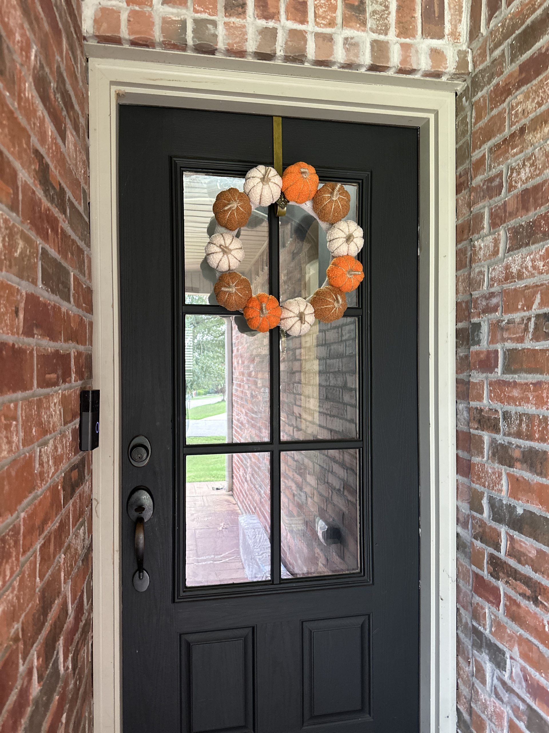 easy fall wreath diy with cozy pumpkins from hobby lobby for the front door