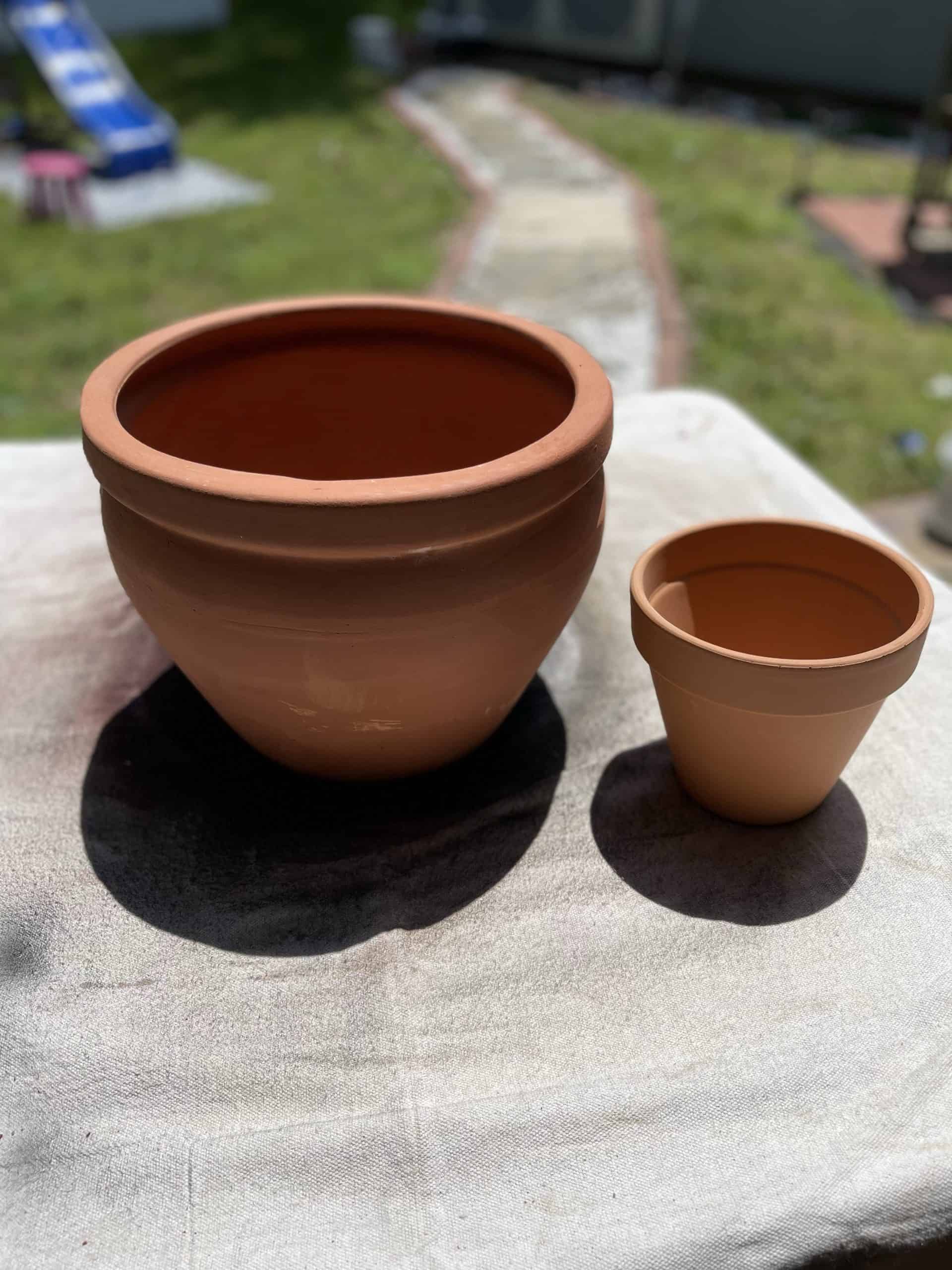 Terra Cotta pots, one large and one medium