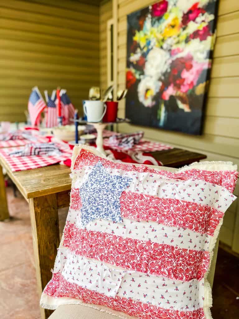 4th of july diy pillow with Hobby Lobby fabric 