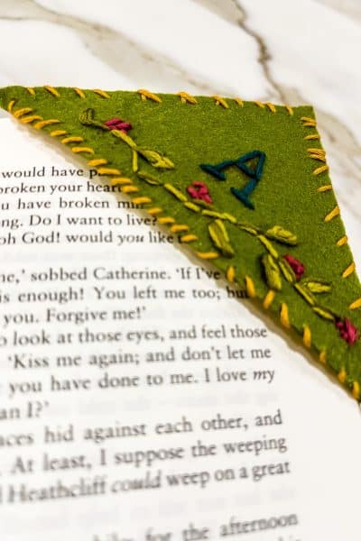 embroidered felt bookmark