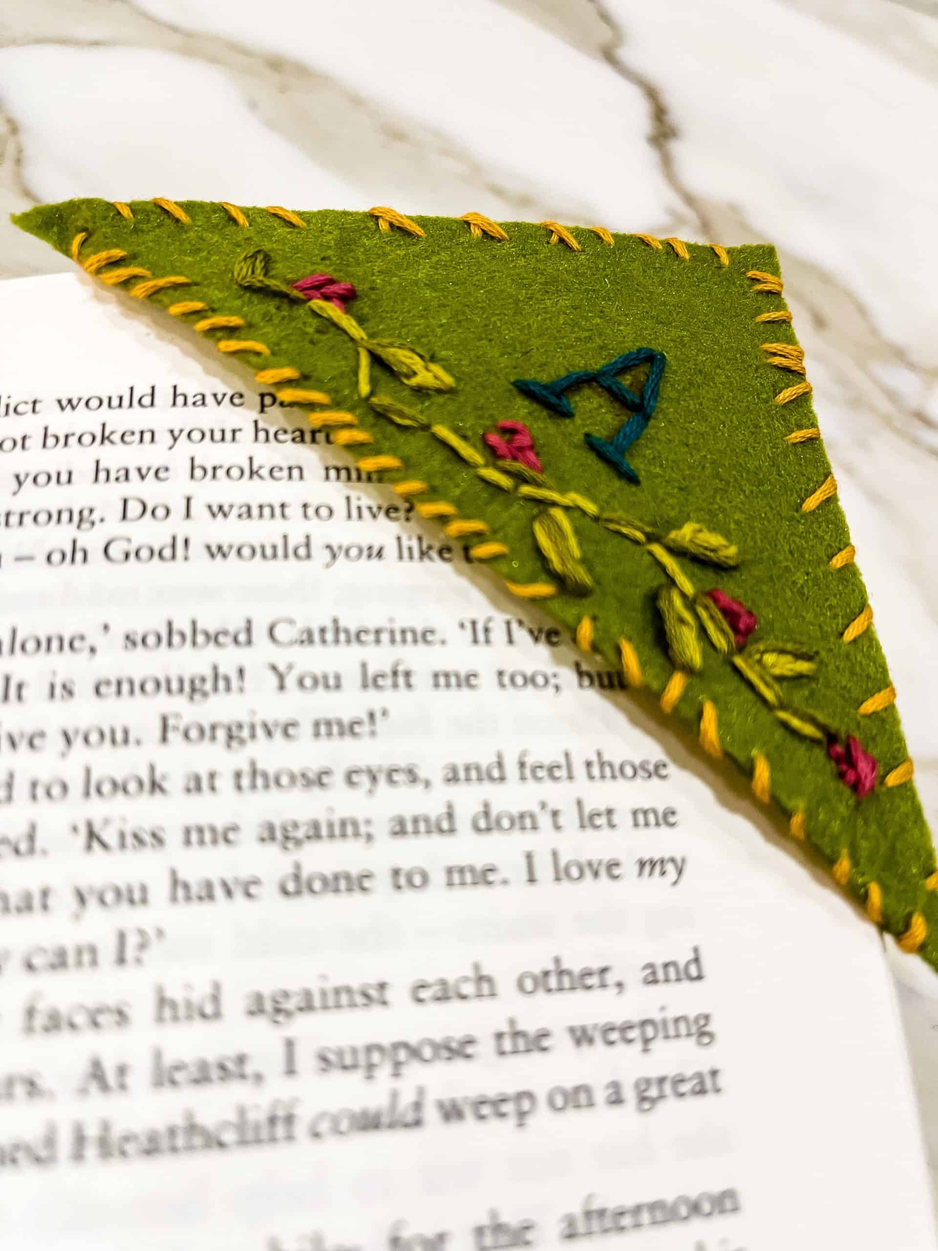 embroidered felt bookmark