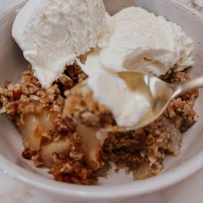 Easy Fresh Pear Dessert with Vanilla Ice Cream