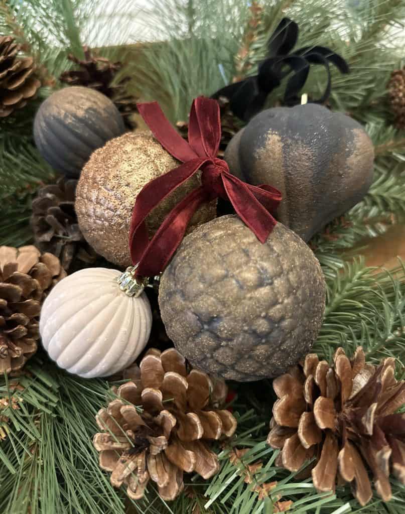 textured and painted christmas ornaments