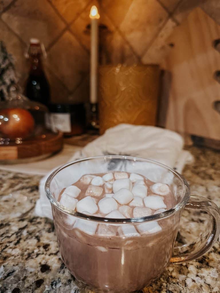 The best homemade hot cocoa in a mug with marshmallows