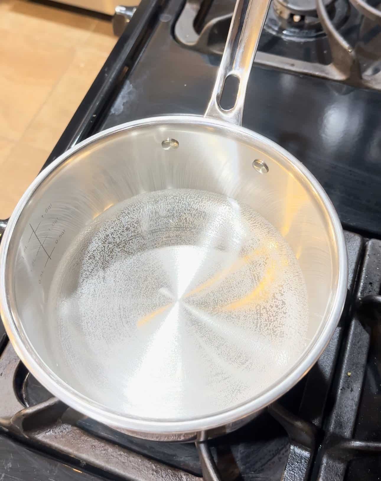 boiling water in a viking copper pot