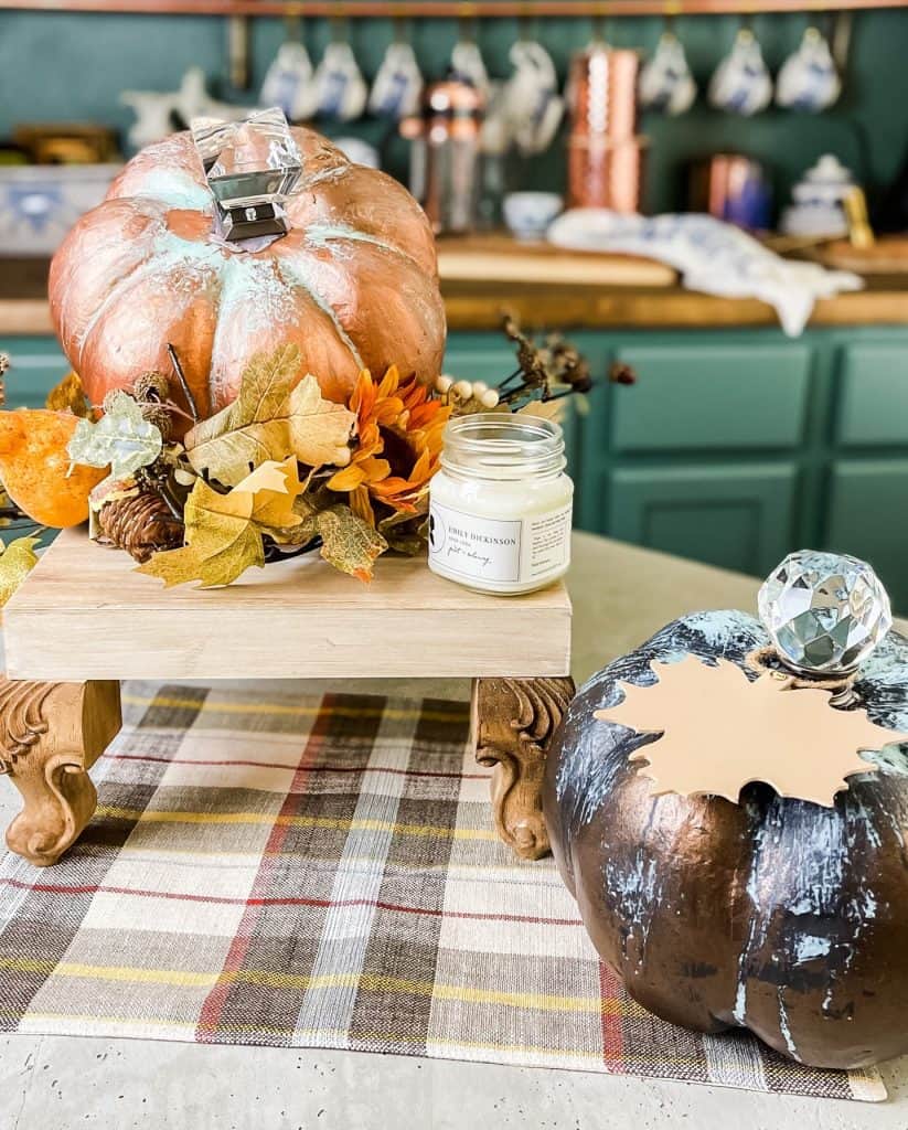Copper and Bronze patina painted pumpkins