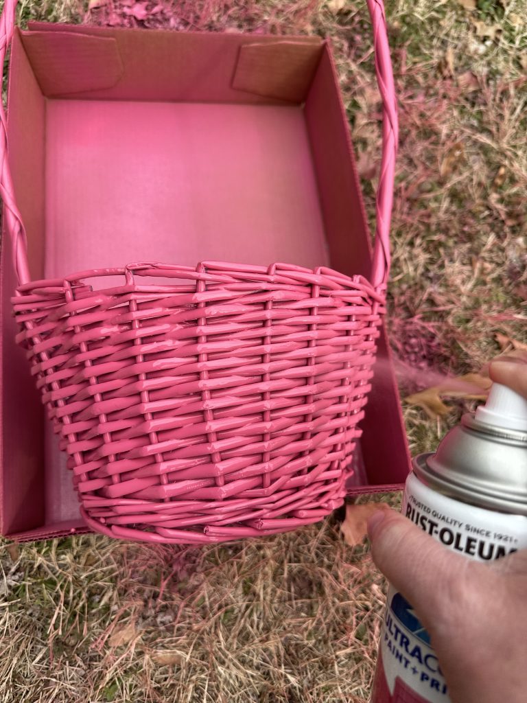 hot pink spray painted basket
