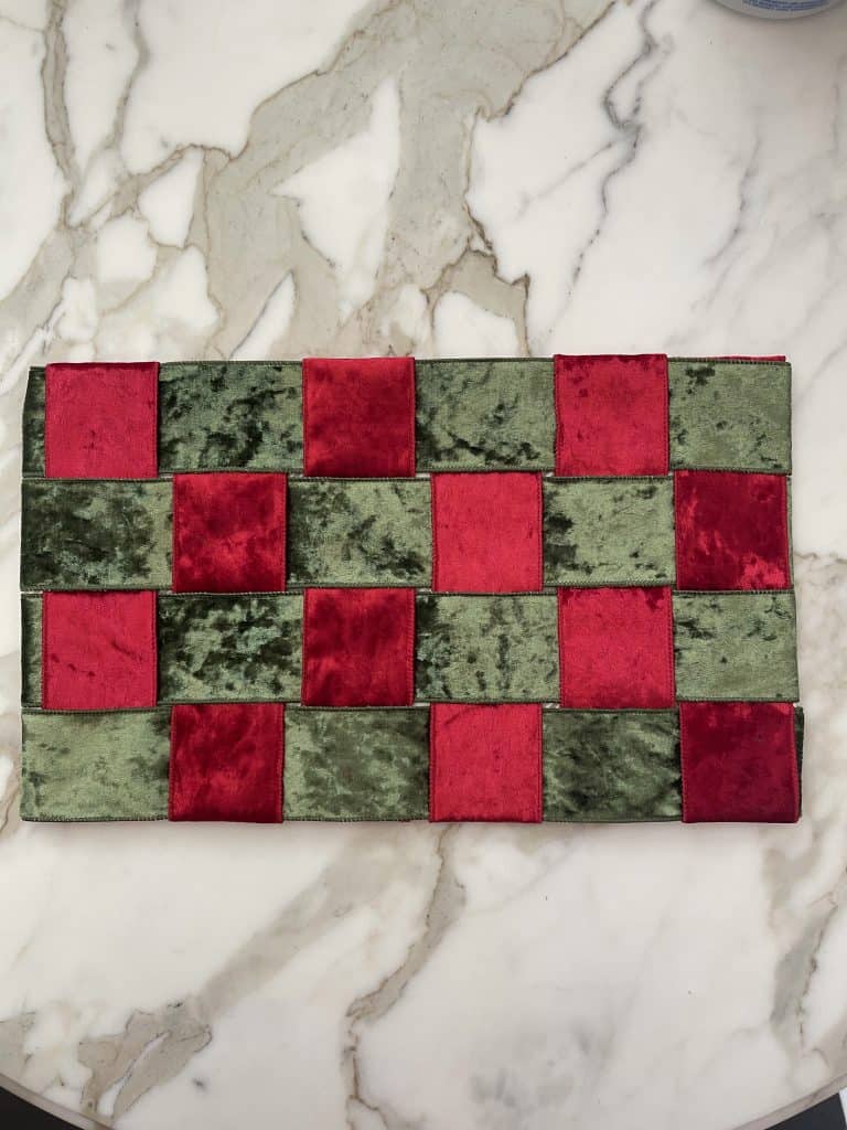 red and green velvet ribbon placemat