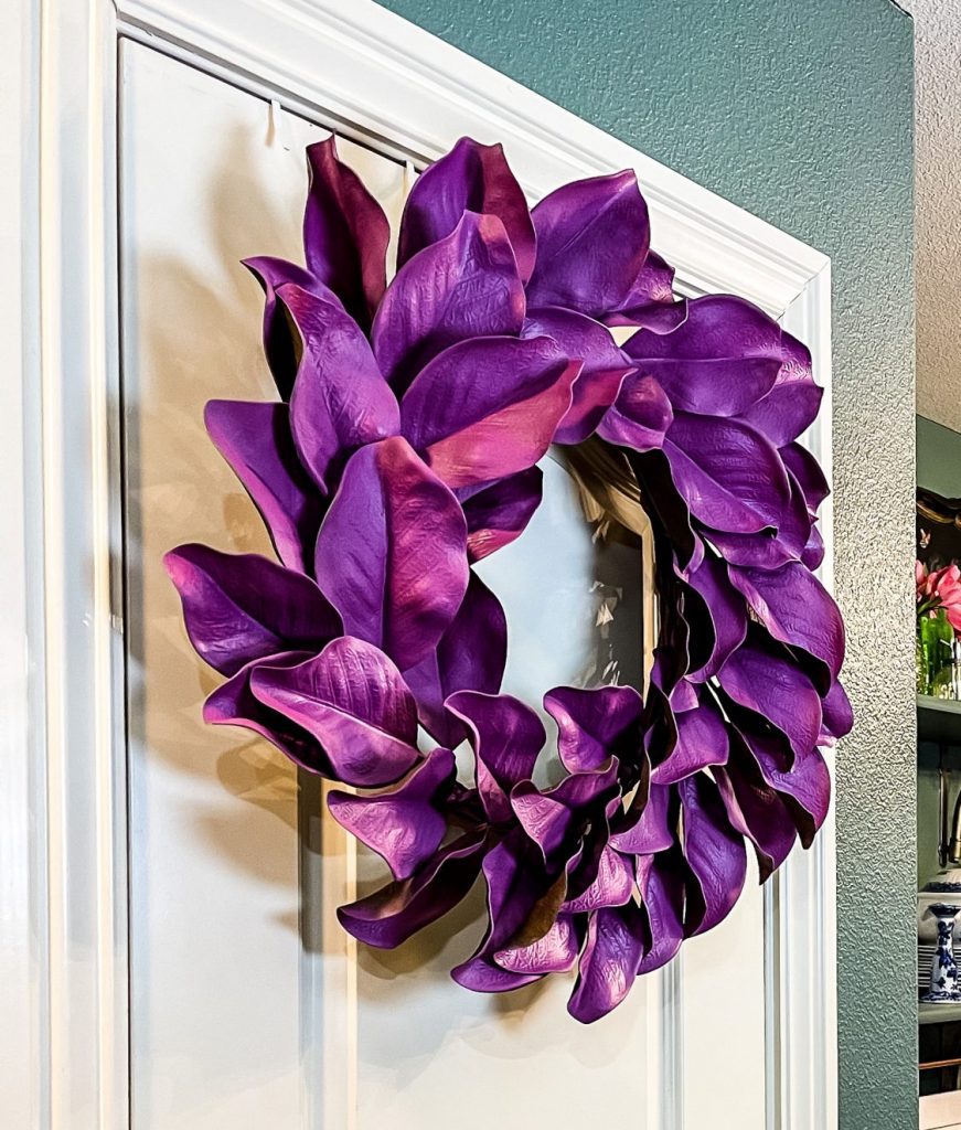 spray painted hobby lobby magnolia wreath