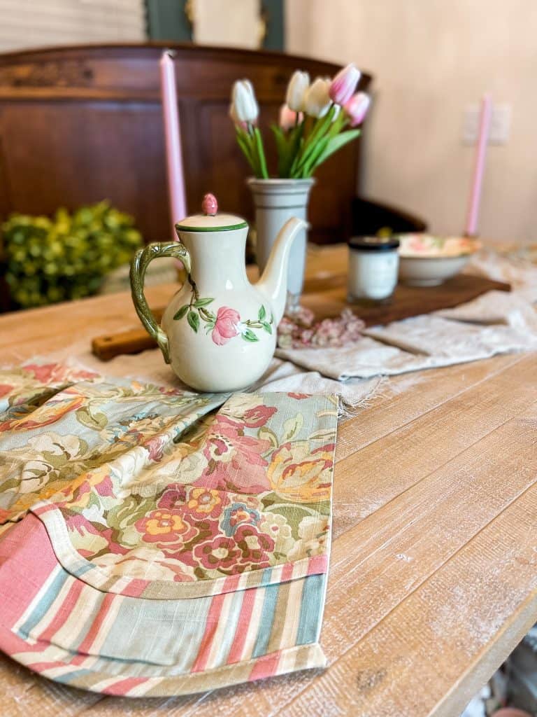 Spring tablescape with table runner